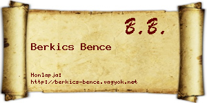 Berkics Bence névjegykártya
